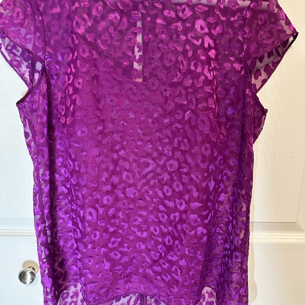 White House Black Market Vibrant Purple Sheer Blouse